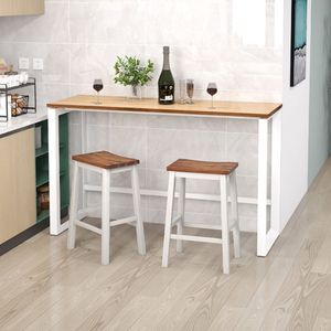 Juego de 2 Taburetes de Bar con Respaldo de 24.5 Pulgadas y Reposapiés para Isla de Cocina - Product Image 1