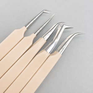 Pince à épiler personnalisée en acier inoxydable, lot de 5 outils à pointe inclinée pour volume, durable et écologique - Product Image 5