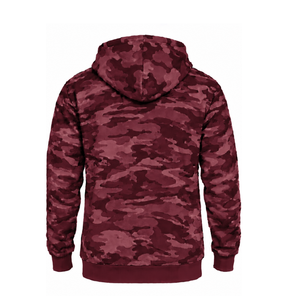 Burgundy Camo Pullover Hoodie Men Custom Camouflage Printed <b>Fleece</b> <b>Sweatshirt</b> Kangaroo Pocket Drawstring Casual Winter Hooded - Product Image 2