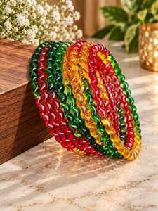 Bracelets en verre indiens colorés faits à la main, bijoux traditionnels de mode, forme goutte d'eau, cadeau - Product Image 1