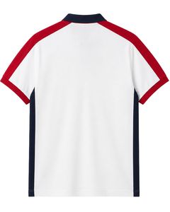 Polo homme personnalisé blanc, rouge et bleu marine, manches courtes, décontracté, sport, golf, respirant, été, design contrasté - Product Image 2