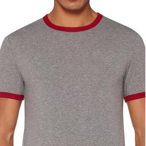 Customized Men's 100% Cotton Jersey Fabric Heavy Weight Ringer Sleeve Crewneck Casual Eco-Friendly Breathable Regular T-Shirts - Product Image 4