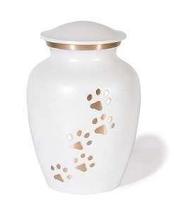 Urnes funéraires AHO, magnifiques urnes européennes en métal gris argenté, écologiques et durables, pour cendres d'animaux, avec empreinte de patte, garantie 3 ans - Product Image 2