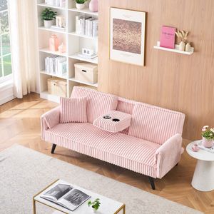 Sofá Cama de Corduroy de Líneas Rectas y Estilo Minimalista para Sentarse y Recostarse en el Dormitorio o Sala de Estar - Product Image 5
