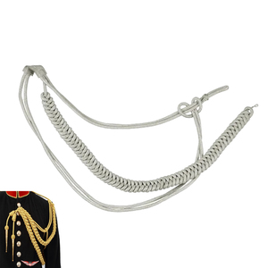 Aiguillette uniforme dorée tressée métallique, cordon doré, Aiguillette britannique, tresse métallique dorée pour vêtement - Product Image 4