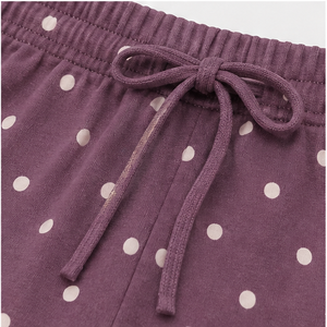 Custom Dusty Plum <b>Polka</b> <b>Dot</b> Womens Loose A-Line Fit Drawstring Lounge Shorts Fluid Modal-Spandex Jersey WPSHORT-0028 - Product Image 5