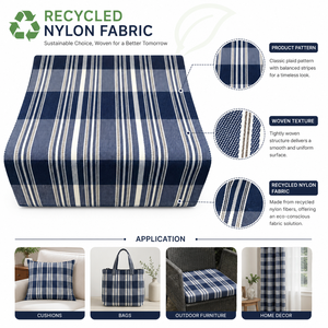 Tissu de bâche tissé à rayures en nylon 100 % recyclé durable, poids moyen, pour sacs - Product Image 6