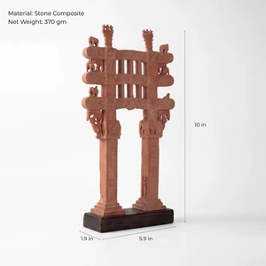 Portail miniature de temple bouddhiste Sanchi Torana sculpté à la main en pierre, réplique historique de musée, décoration d'intérieur - Product Image 5