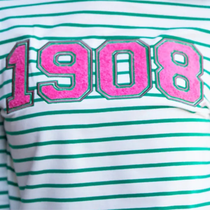 เสื้อสเวตเชิ้ตลายทางปี 1908 สำหรับผู้หญิง คอกลม ลายกราฟิกตัวเลข ผ้าฝ้ายพรีเมียม สวมใส่สบาย ทันสมัย - Product Image 3