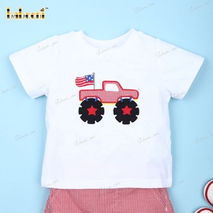 Ensemble Bébé Babeeni Personnalisable en Coton Brodé Fait Main de Luxe, Motif Animal Blanc et Rouge, Conception OEM ODM pour Garçon - BB3183 - Product Image 2