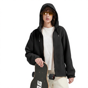 Sudadera con Capucha Extra Grande Unisex, con Cierre, de Forro Polar, Color Sólido, Informal, para Otoño - Product Image 6