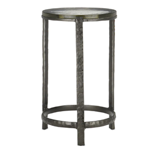 Aluminum Casted Drink <b>Table</b> With Casted Glass Top 23 Inch Height - Product Image 1