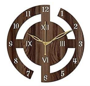Horloge murale en bois avec abat-jour en bambou naturel, horloge de bureau à quartz avec alarme, affichage à aiguille simple face - Product Image 1