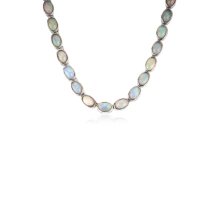 Women's Trendy 925 Sterling Silver Oval Shape <b>Opal</b> Gemstone Bezel Set Tennis <b>Necklace</b> Wholesale Price Fine Jewelry - Product Image 3