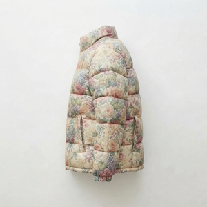 Chaqueta Acolchada con Estampado Floral, Cuello Alto, Corte Regular, Abrigo Grueso de Invierno, Relleno de Poliéster, Resistente al Viento, Estilo Casual - Product Image 4
