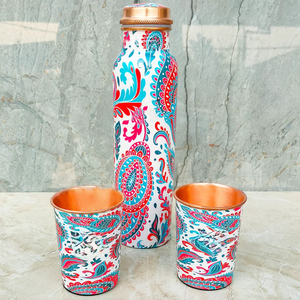 New Design Copper Bottle Gift <b>Set</b>-Large Capacity (250ml) Leakproof Lid Gold Color <b>Microwave</b> Safe Classic Style - Product Image 2