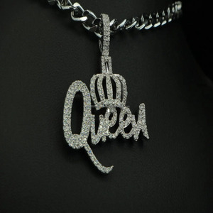 Pendentif personnalisé en moissanite et diamant, en argent sterling 925 plaqué rhodium, bijoux hip-hop, cadeau pour femme pour fête ou anniversaire - Product Image 5