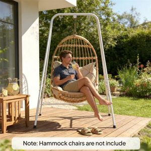 White Outdoor <b>Swing</b> <b>Frame</b> Supportive Patio Hammock Chair <b>Frame</b> - Product Image 1