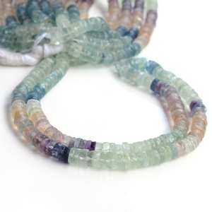 ลูกปัดพลอยฟลูออไรต์ธรรมชาติทรงเหลี่ยมหลายเหลี่ยมแบบรอนเดลล์ ขนาด 16 นิ้ว สำหรับทำเครื่องประดับ - Product Image 6