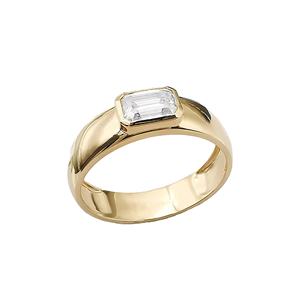 Anillo de Compromiso de Oro con Diamante Cultivado en Laboratorio con Corte Esmeralda y Engaste de Bisel, Estilo East West, para Mujer, Regalo Perfecto para Uso Diario - Product Image 1