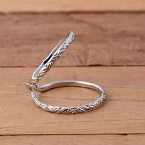 925 Sterling <b>Silver</b> Wheat Pattern Splint <b>Ring</b> <b>Adjustable</b> Luxury Unisex Arthritis Joint Support <b>Ring</b> - Product Image 2
