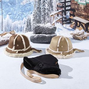 New Cute Fleece-Lined Breathable Waterproof Spandex/Cotton <b>Bag</b> <b>Hat</b> Autumn Winter Straps Korean Style Niche Design Versatile Warm - Product Image 1