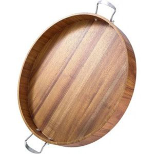 Juego de 2 bandejas de servir de madera de mango con asas de cuerda de yute, diseño admirable, hecho a mano, para decoración del hogar, cocina o restaurante. - Product Image 2