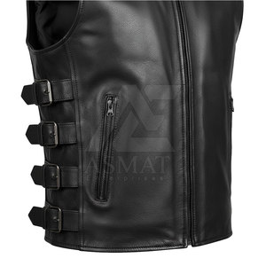Nouveau Gilet en Cuir Perforé Noir pour Motard Professionnel 2026 avec Logo Personnalisé - Product Image 5