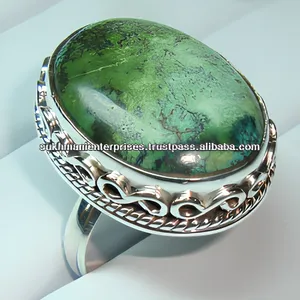 Anillo de Plata de Ley 925 con Turquesa Tibetana, Anillo de Piedra Preciosa Natural Hecho a Mano, Joyería Vintage, Piedra Ovalada Grande para Mujer - Product Image 5