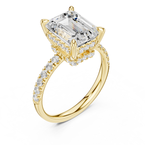 Anillo de Compromiso de Diamantes con Corte Asscher para Mujer en Oro Rosa, Engaste Pavé, Estilo Clásico - Product Image 5
