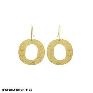 Handmade Textured <b>Brass</b> O Alphabet Earrings Lead-Free Hooks Tarnish-Resistant Gold-Polished Finish Matching Pendant Women's Gift - Product Image 1