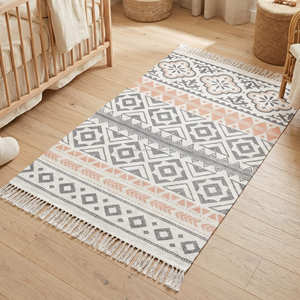 Alfombra de Algodón con Estampado de Diamantes Vintage para Dormitorio, Rincón de Lectura e Interiores de Cabañas - Product Image 4