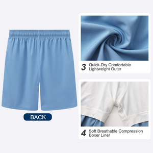 Short de bain pour homme, nouveau modèle d'été, uni, séchage rapide, taille élastique, tricoté, respirant, pour la plage et les activités de plein air - Product Image 5