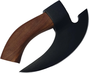 Hache à pizza en acier au carbone forgé à la main de qualité supérieure, lame gravée, manche en bois, fabricant en gros - Product Image 1