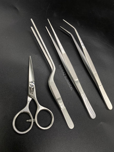 Ensemble d'outils de présentation professionnels pour chef, 4 pièces, pinces de précision en acier inoxydable, pinces à bec croisé et ciseaux culinaires - Product Image 6