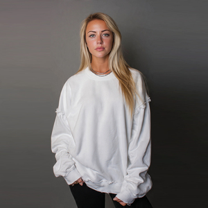 Sweat-shirts OEM 430 g/m² épais effet vieilli pour femme – Mode urbaine hiver – Hauts déchirés pour femme - Product Image 4