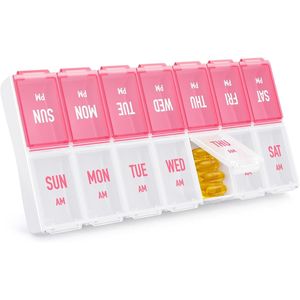 Elegante Portapillole Settimanale Senza BPA, con Grandi Scomparti AM PM, Facile da Usare, Contenitore per Pillole 2 Volte al Giorno, Custodia per Pillole 7 Giorni - Product Image 1