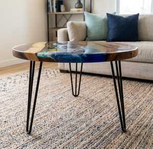 Premium Handmade Live Edge Wood <b>Resin</b> Coffee <b>Table</b> Custom <b>Epoxy</b> River Center <b>Table</b> Contemporary Luxury Interior Furniture - Product Image 1