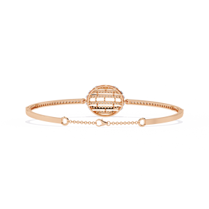 Bracelet dôme sphérique 3D pour femme – Médaillon en fil à lattes avec diamant de laboratoire VVS DEF CVD en or massif 9K 10K 14K 18K – Bijoux fins - Product Image 4