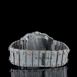 Premium Quality Luxury Square Moissanite Diamond <b>Watch</b> Silver Analog Dial Roman Numeral Mechanical Stainless Steel <b>Watch</b> - Product Image 6
