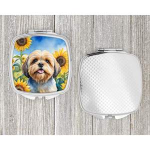 Lhasa Apso girasoles compacto plegable espejo de maquillaje de mano portátil de viaje espejo decorativo regalo para mujeres y niñas - Product Image 4