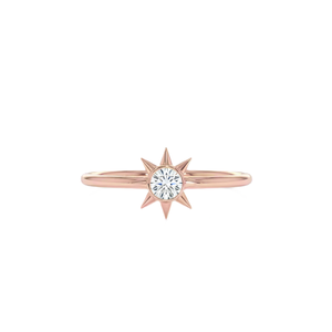 <b>Fine</b> <b>Ring</b> 10K 14K Solid Gold Round Lab Diamond <b>Ring</b> Starburst <b>Ring</b> Minimalist Sunburst Engagement <b>Ring</b> Dainty Celestial Jewelry - Product Image 2