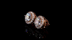 Boucles d'oreilles clous halo en diamant taille ronde en or |   Boucles d'oreilles solitaires en diamant de culture |   Fournisseur OEM ODM - Product Image 3