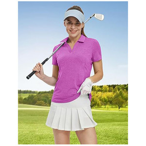 <b>Womens</b> Blue Solid Polyester/Cotton Front Logo Sports Golf <b>Top</b> Quick Dry Breathable Anti-Wrinkle Anti-Pilling <b>Compressed</b> Athletic - Product Image 3