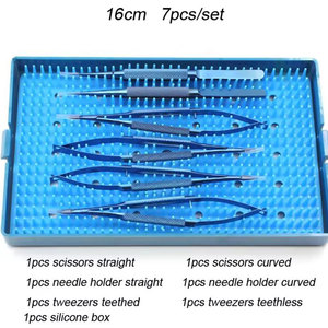 Kit de 7 instruments microchirurgicaux Azicon pour la dissection des tissus fins, ophtalmiques, vasculaires et nerveux – Kit de procédure de microchirurgie - Product Image 1