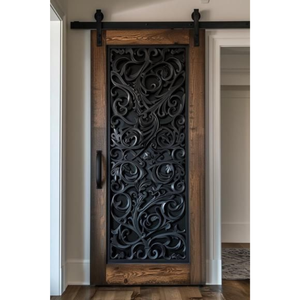 Puerta Corredera de Madera Tallada a Mano de Lujo, Diseño Artístico con Filigrana, Decoración para Entrada Interior - Product Image 4