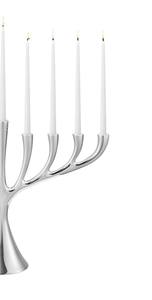 Ménorah Hanouka Moderne en Argent à 9 Brins, Chandelier en Métal Aluminium, Porte-Bougie Conique de Luxe pour Fêtes Juives, Mariages et Décoration de Fêtes - Product Image 4