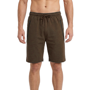 Shorts de sport décontractés pour hommes avec logo personnalisé, en mélange de coton éponge, respirants, avec fermeture éclair et cordon de serrage, pour la course à pied, la gym et les activités sportives. - Product Image 2