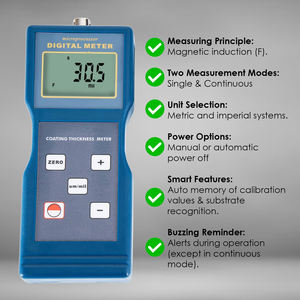 Jauge d'épaisseur de revêtement numérique professionnelle à induction magnétique (0-1000µm), circuit micro-ordinateur LSI - Product Image 2