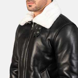 Veste en cuir pour homme de qualité supérieure, style slim fit, en cuir d'agneau pur du Pakistan, véritable veste de motard en cuir avec doublure en fourrure pour l'hiver - Product Image 3